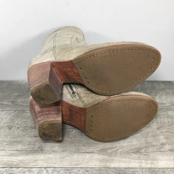 Frye 76982 Patty Artisan Zip Washed Leather Stacked Heel Womens Bootie Boots 7.5