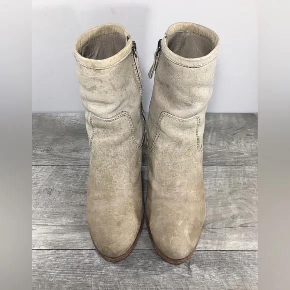 Frye 76982 Patty Artisan Zip Washed Leather Stacked Heel Womens Bootie Boots 7.5
