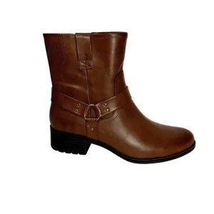 FRYE AND CO Elodie brown flat heel motorcycle boot faux leather womans 11 M NWT