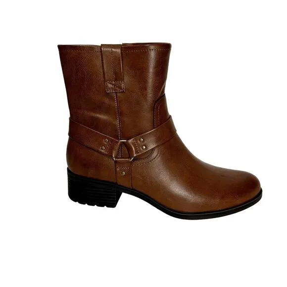FRYE AND CO Elodie brown flat heel motorcycle boot faux leather womans 11 M NWT