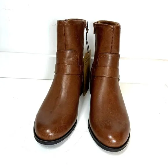 FRYE AND CO Elodie brown flat heel motorcycle boot faux leather womans 11 M NWT