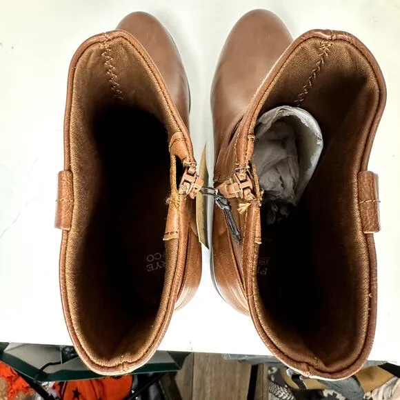 FRYE AND CO Elodie brown flat heel motorcycle boot faux leather womans 11 M NWT
