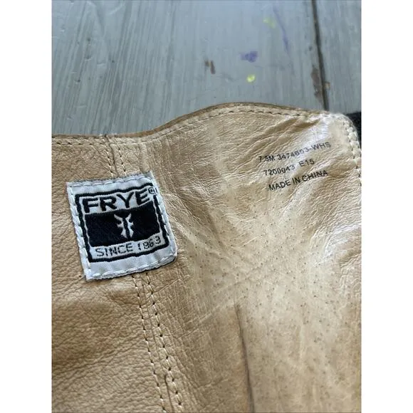 Frye Anna Gore Brown Cognac Leather Tall Riding Boots Buckle Zip Up Women 7.5