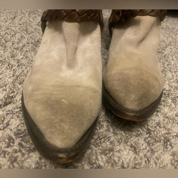 Frye Beige Billy Braided Harness Strap Leather western Boots