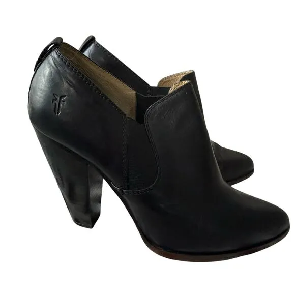 Frye Black Leather Ankle Boots Heels Women’s 9