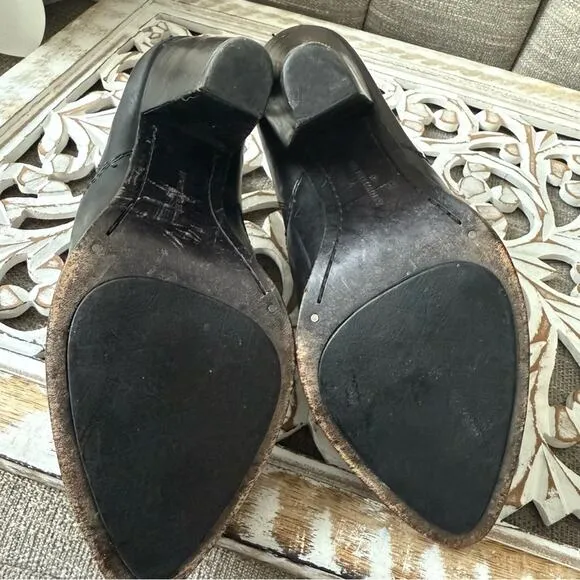 Frye Black Leather Ankle Boots Heels Women’s 9