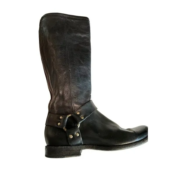 Frye‎ Black Size 7 Biker Style Boots Tall