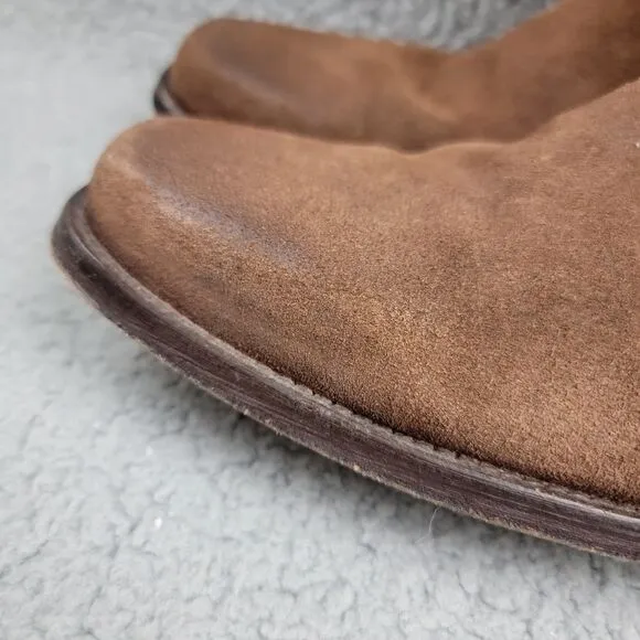 Frye Boots Brown Suede Leather Inside Zip Moto Work Men's Size 12 D Ankle