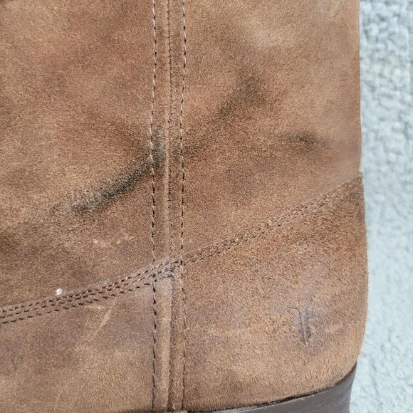 Frye Boots Brown Suede Leather Inside Zip Moto Work Men's Size 12 D Ankle