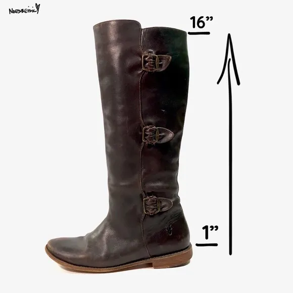 FRYE Brown Paige Buckles Leather Boots