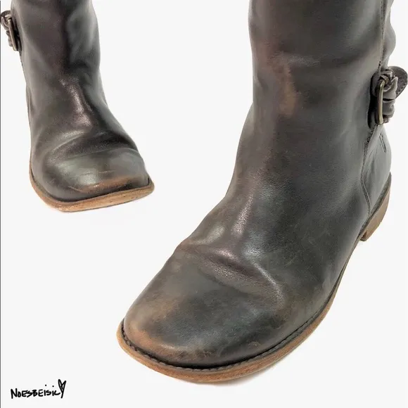 FRYE Brown Paige Buckles Leather Boots