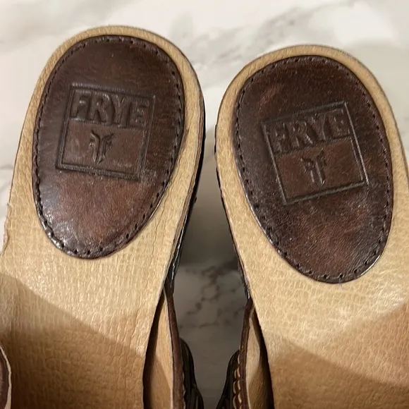 Frye Candice Woven Clog Shoes in Brown 6.5