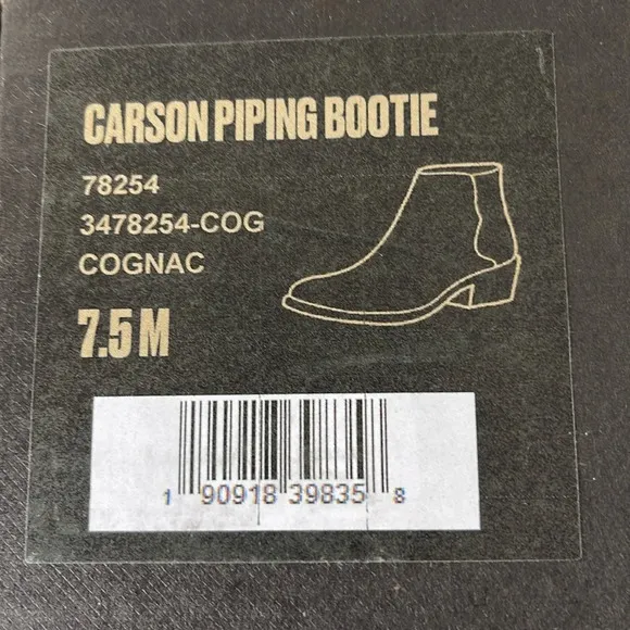 Frye Carson Piping Cognac DISTRESSED LEATHER Ankle Bootie Heel Side Zip Size 7.5