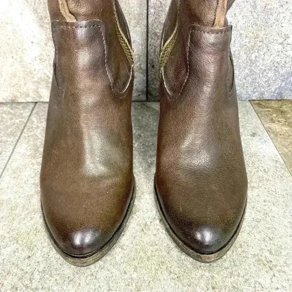 FRYE Cece Artisan Ankle Wedge Brown  Zip Up Boots Women’s Size 8.5M