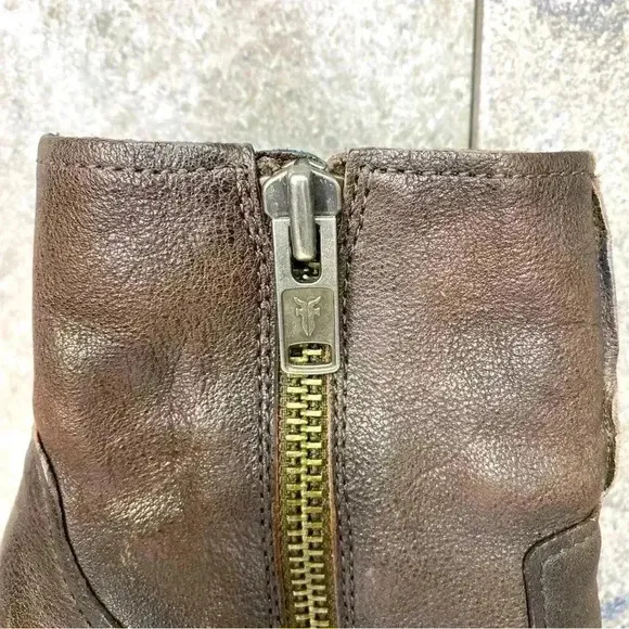 FRYE Cece Artisan Ankle Wedge Brown  Zip Up Boots Women’s Size 8.5M