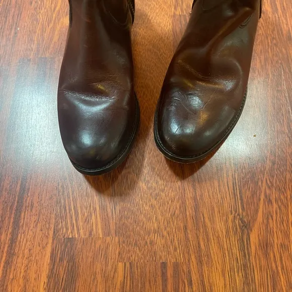 Frye Cognac Riding Boots knee high with side zip | 7.5