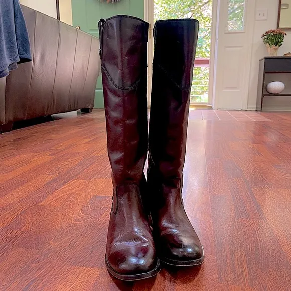 Frye Cognac Riding Boots knee high with side zip | 7.5