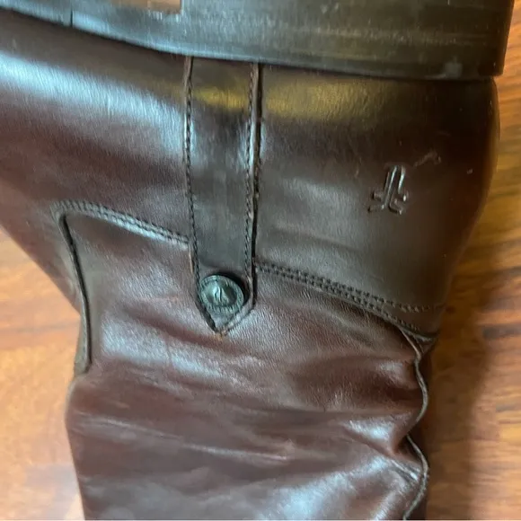 Frye Cognac Riding Boots knee high with side zip | 7.5