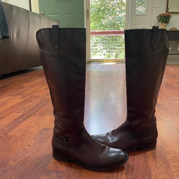 Frye Cognac Riding Boots knee high with side zip | 7.5