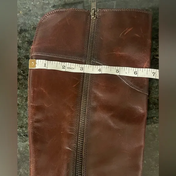 Frye Cognac Riding Boots knee high with side zip | 7.5