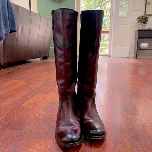 Frye Cognac Riding Boots knee high with side zip | 7.5