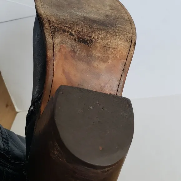 Frye heeled boots size 8.5 with buckles on top and bottom