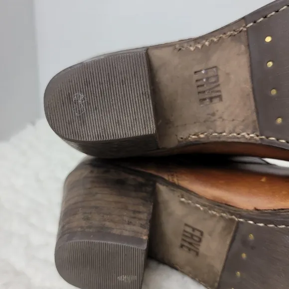 Frye Jackie Button Short Bootie Size 8.5 Womens Brown Leather Casual Dress Boots