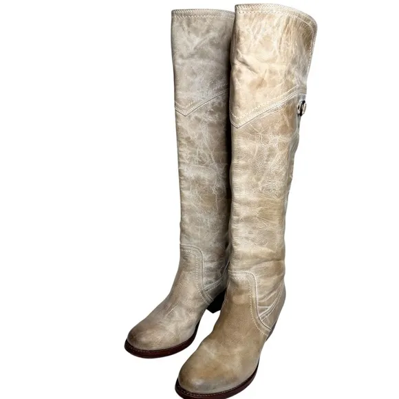 Frye Jane Tall Boots Knee High Taupe SZ 7