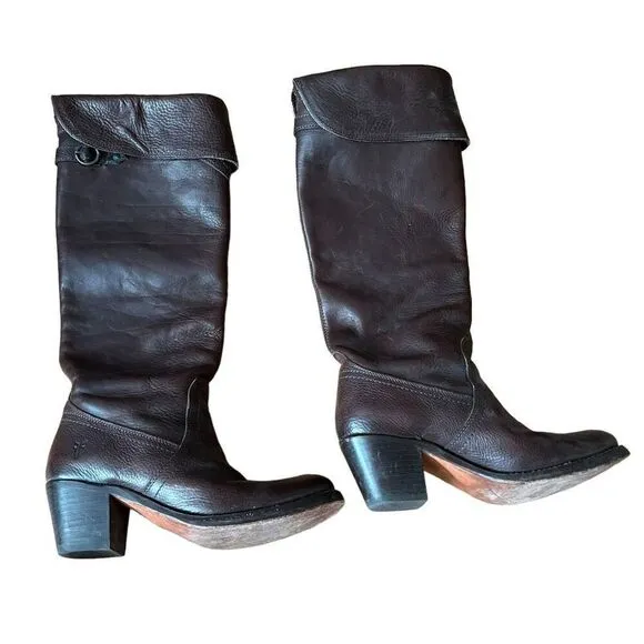 Frye Jane Tall Cuff Leather Boots Size 6 77595