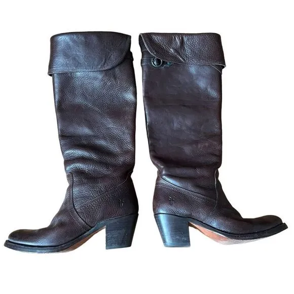 Frye Jane Tall Cuff Leather Boots Size 6 77595