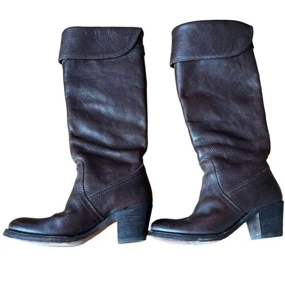 Frye Jane Tall Cuff Leather Boots Size 6 77595