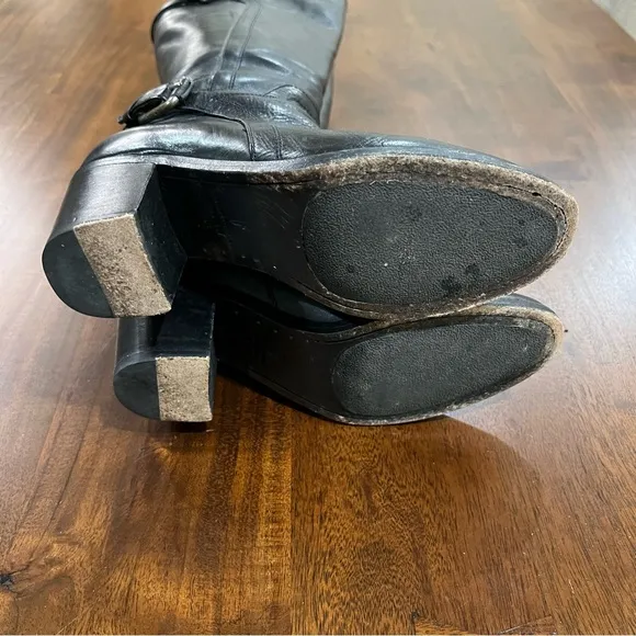 Frye Janis Shield Distressed Leather Tall Heeled Boots Size 6 B