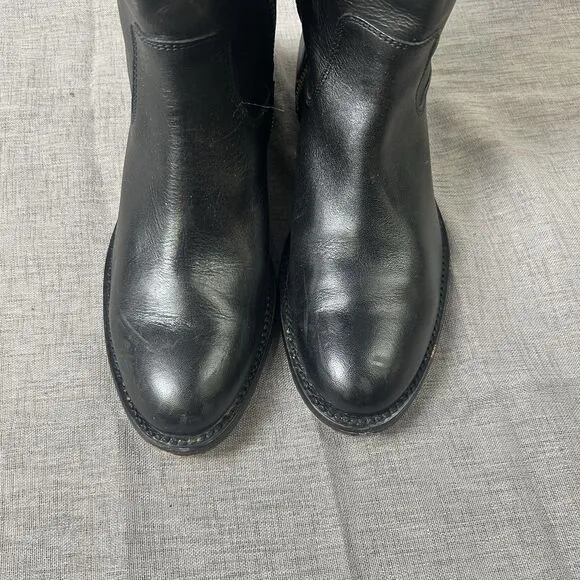 FRYE Jayden D Ring Black &amp; Brown Leather Tall Zip Riding Boots 8 B $398