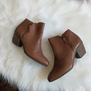 FRYE Judith Double Zip Ankle Boots Whisky  Brown Tan Leather Size 8