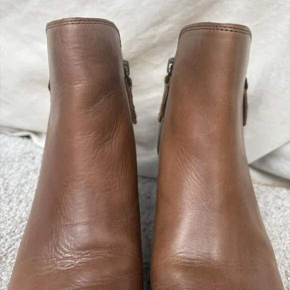 Frye Judith Double Zip Brown Leather Ankle Boots Womens Size 8