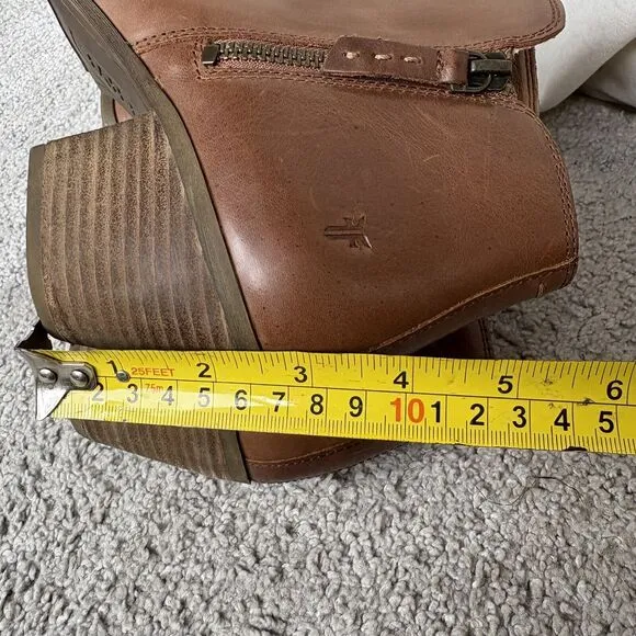 Frye Judith Double Zip Brown Leather Ankle Boots Womens Size 8