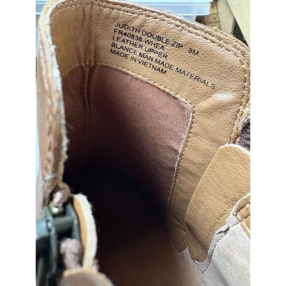 Frye Judith Double Zip Brown Leather Ankle Boots Womens Size 8