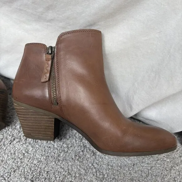 Frye Judith Double Zip Brown Leather Ankle Boots Womens Size 8