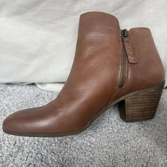 Frye Judith Double Zip Brown Leather Ankle Boots Womens Size 8