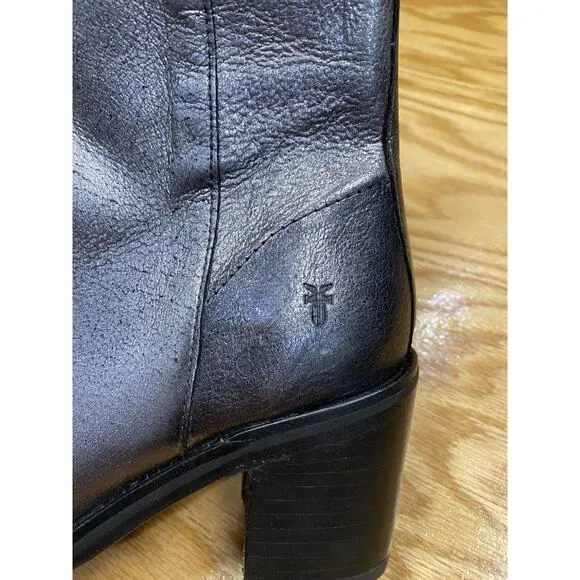 FRYE Karen Inside Ankle Boots Women's 7 B Gray Leather Side Zipper Round Toe S67