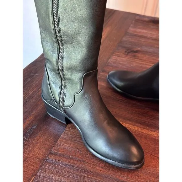 Frye leather Carson Piping tall ladies black boot