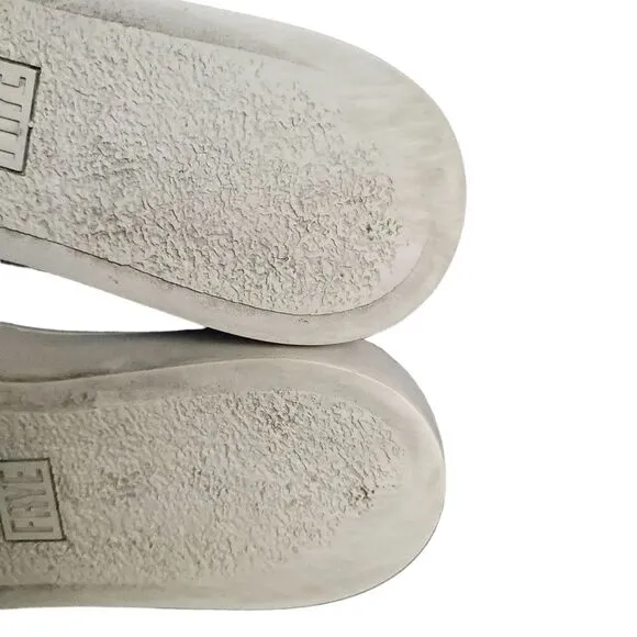 Frye Lena Women’s 7M Green Leather Slip On Zip Shoes Low Platform Sneaker