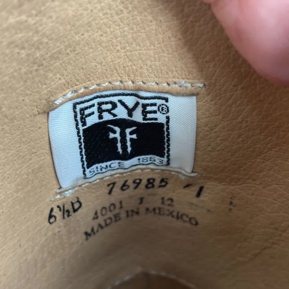 Frye Lindsay Spur Harness Riding Boots Women's Sz 6.5B Brown Leather Tall 76985
