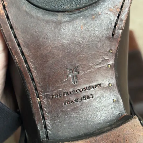 Frye Lindsay Spur Harness Riding Boots Women's Sz 6.5B Brown Leather Tall 76985