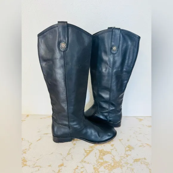 FRYE Melissa Black Leather Tall Boots