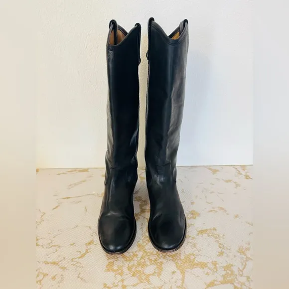 FRYE Melissa Black Leather Tall Boots