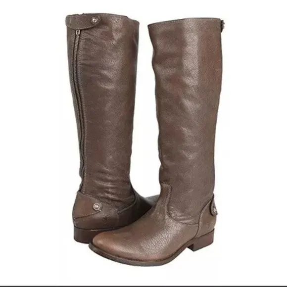 Frye Melissa Button Back Zip Tall Riding Boot Brown size 6