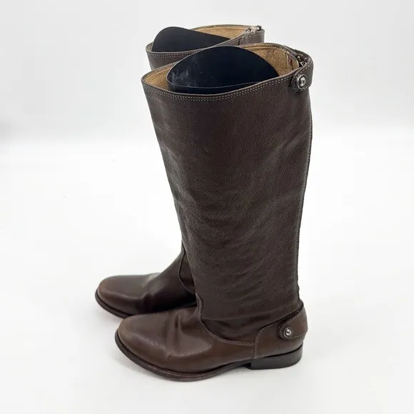 Frye Melissa Button Back Zip Tall Riding Boot Brown size 6