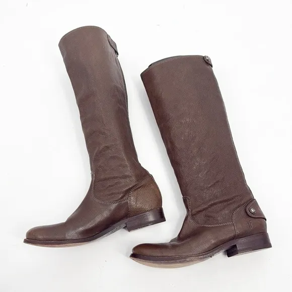 Frye Melissa Button Back Zip Tall Riding Boot Brown size 6