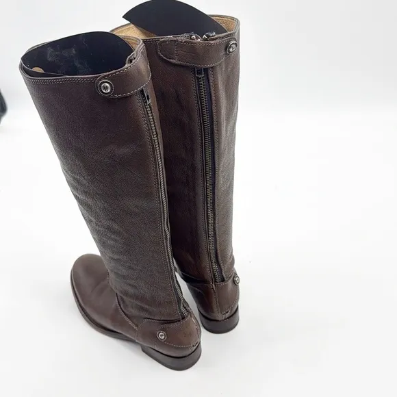 Frye Melissa Button Back Zip Tall Riding Boot Brown size 6